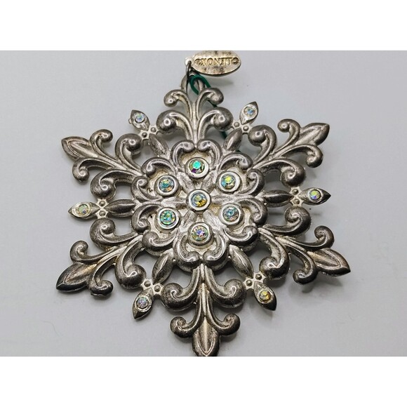 LENOX Sparkle and Scroll Multi-Crystal Snowflake Ornament Silverplate 851325 - Picture 7 of 7